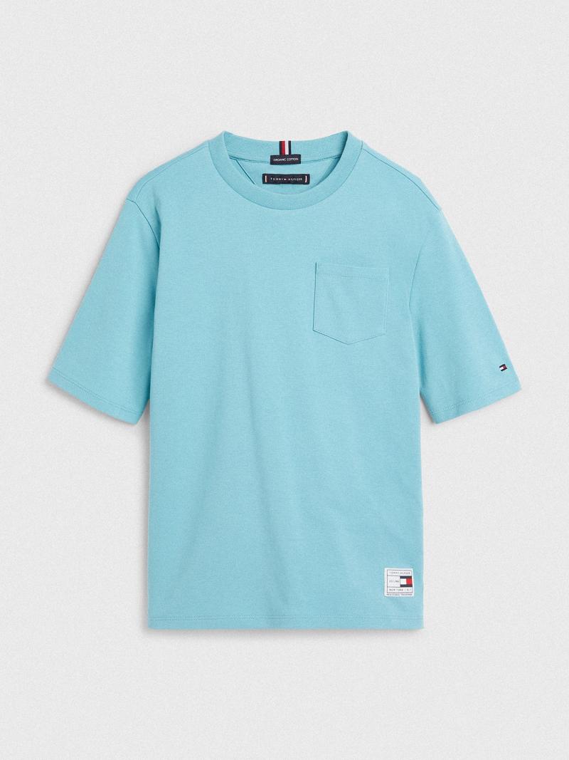 Aqua Tommy Hilfiger Pocket T Shirts | NZ_B2201