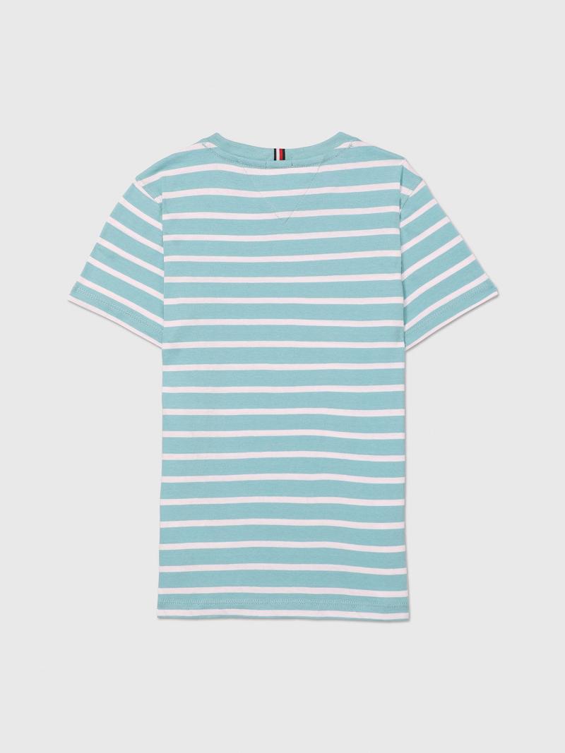 Aqua Tommy Hilfiger Stripe T Shirts | NZ_G1265