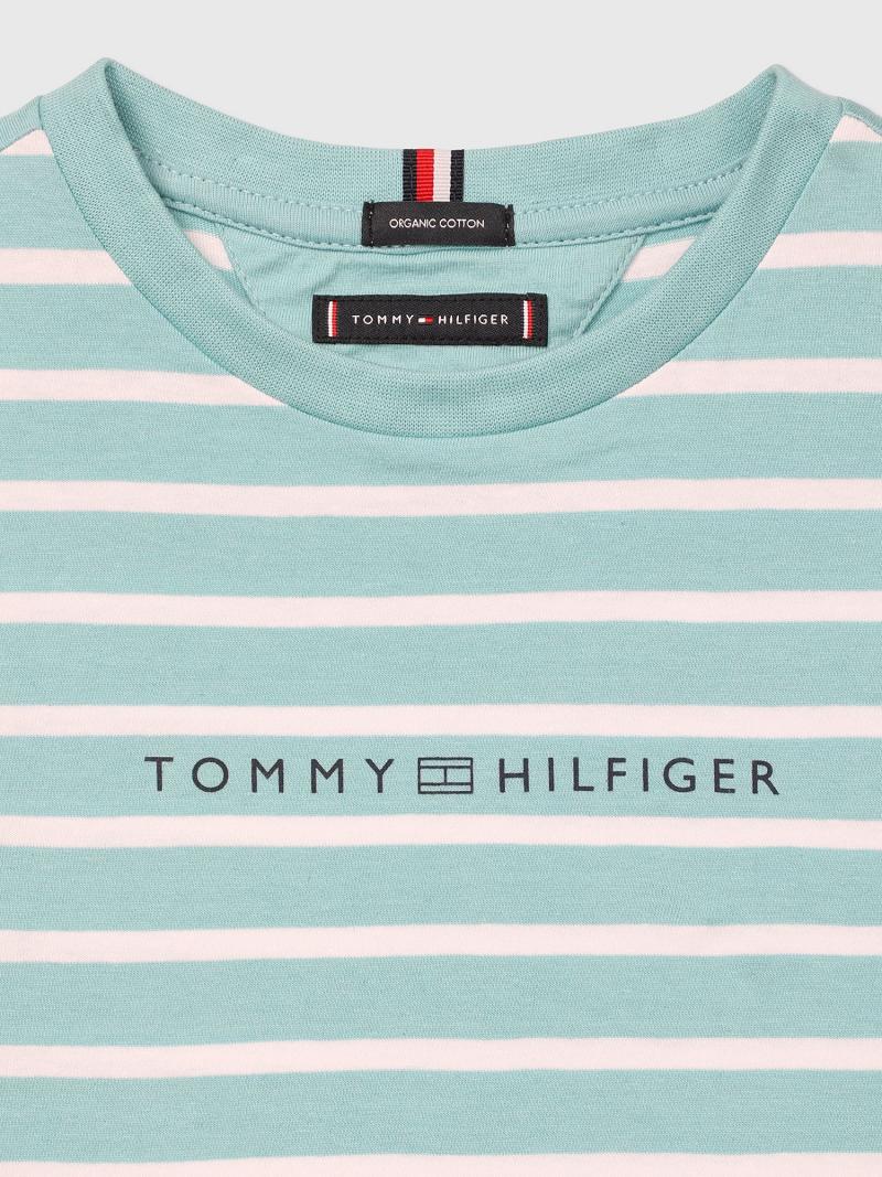 Aqua Tommy Hilfiger Stripe T Shirts | NZ_G1265