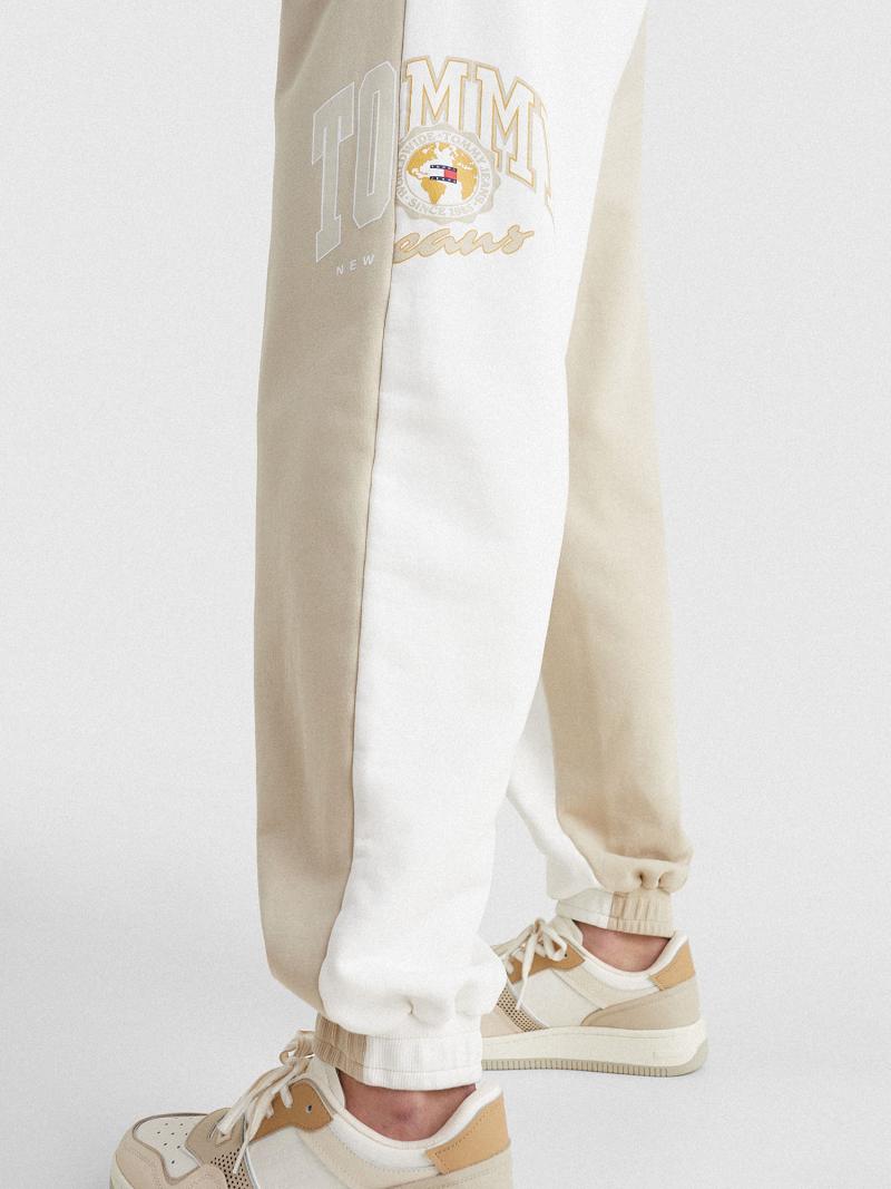 Beige Tommy Hilfiger Collegiate Two-Tone Sweatpant Pants | NZ_W21232