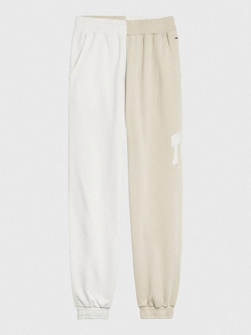 Beige Tommy Hilfiger Collegiate Two-Tone Sweatpant Pants | NZ_W21232