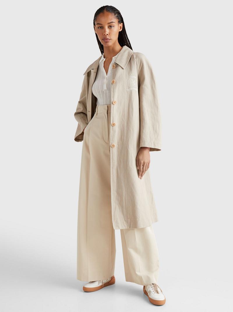 Beige Tommy Hilfiger Crest Trench Coats | NZ_W21026