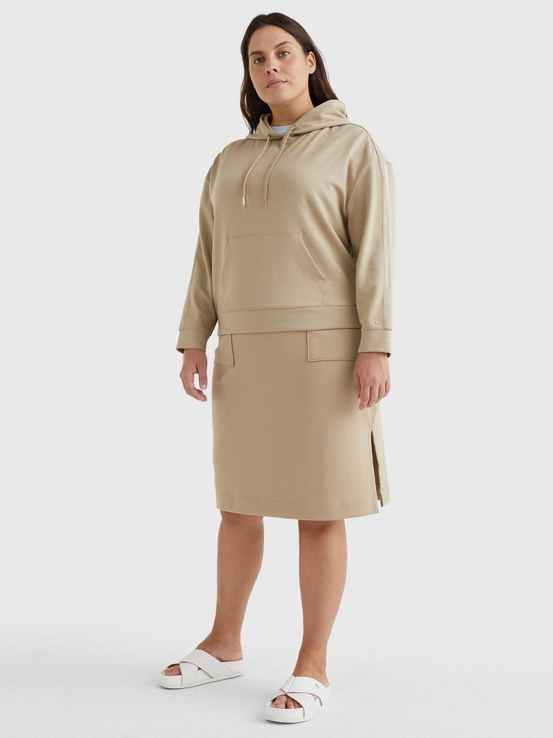 Beige Tommy Hilfiger Curve Sweatshirt Skirts | NZ_W21322