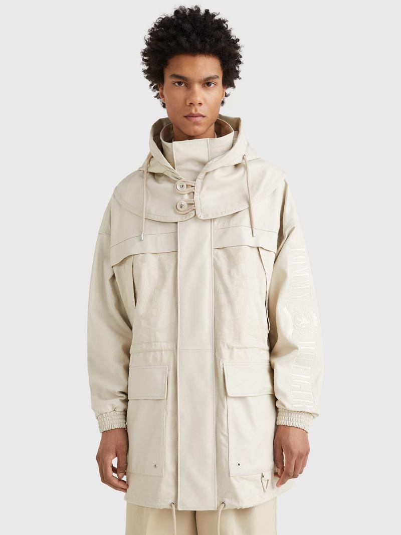 Beige Tommy Hilfiger Mixed media sailing parka Jackets | NZ_M31408