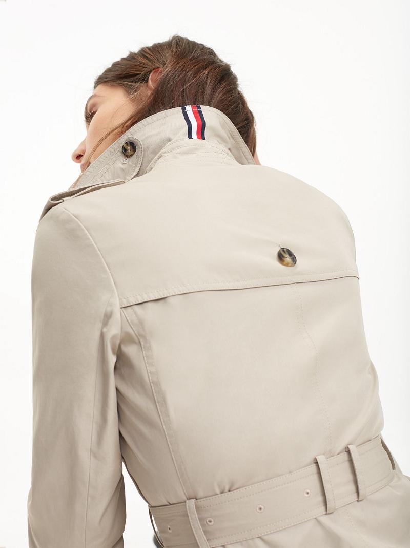 Beige Tommy Hilfiger Organic Cotton Trench Coats | NZ_W21037