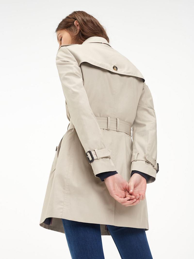 Beige Tommy Hilfiger Organic Cotton Trench Coats | NZ_W21037