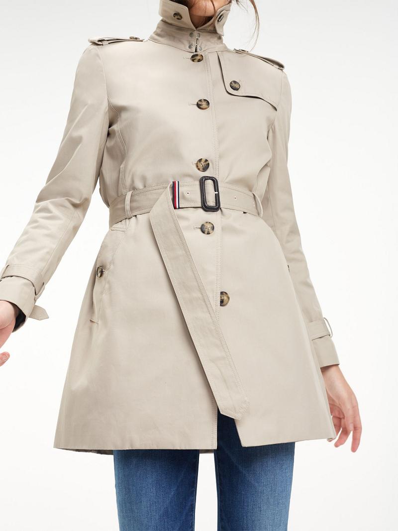 Beige Tommy Hilfiger Organic Cotton Trench Coats | NZ_W21037