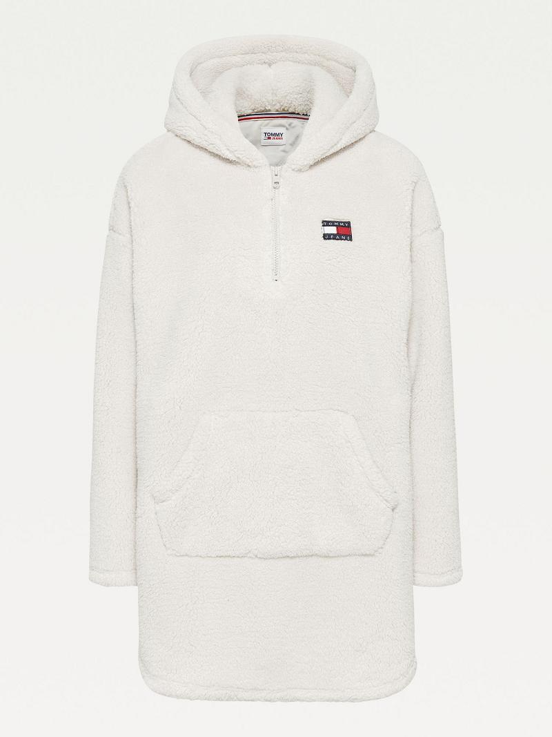 Beige Tommy Hilfiger Recycled Badge Hoodie Dresses | NZ_W21108