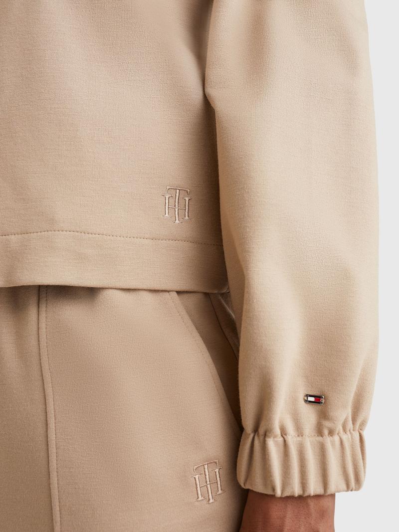 Beige Tommy Hilfiger Relaxed Fit Flight Jackets | NZ_W21183