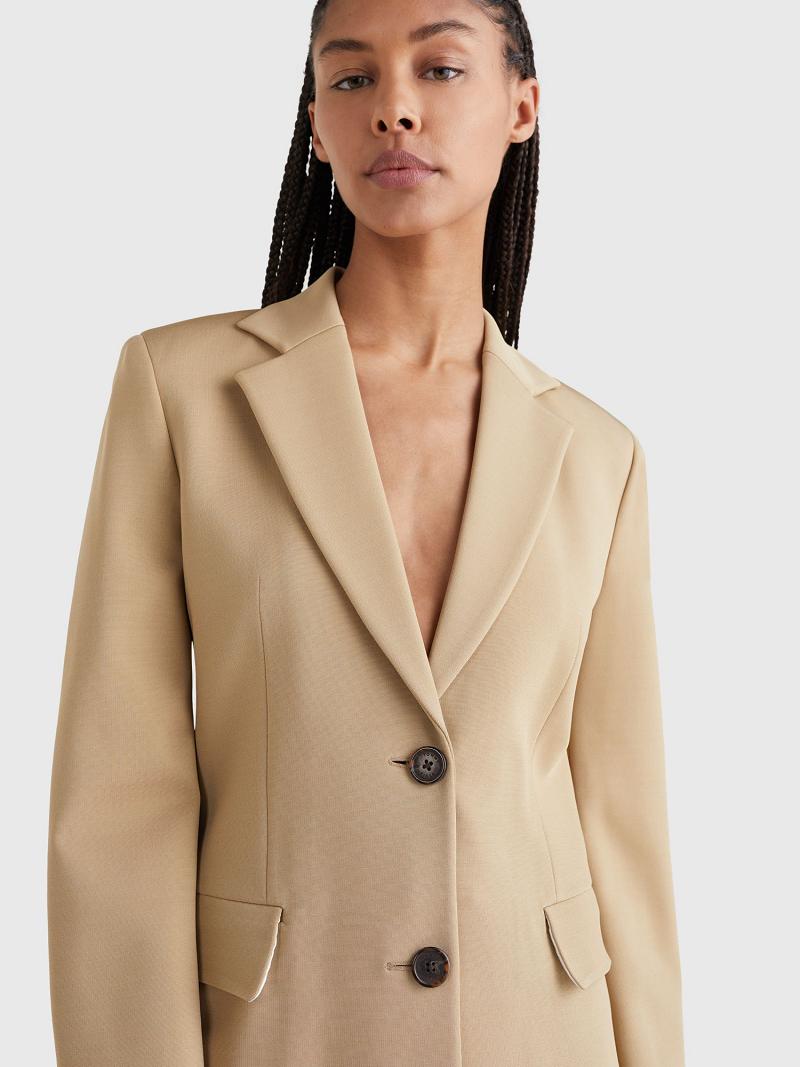 Beige Tommy Hilfiger Scuba Tailored Blazers | NZ_W21006