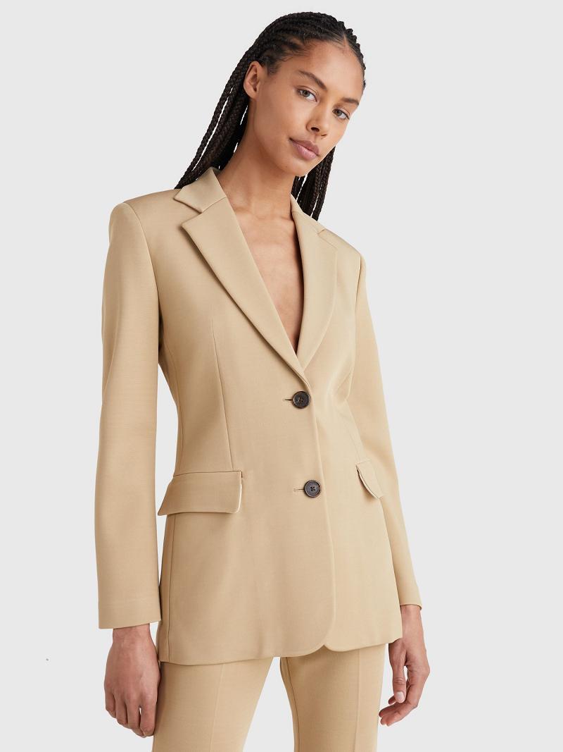 Beige Tommy Hilfiger Scuba Tailored Blazers | NZ_W21006