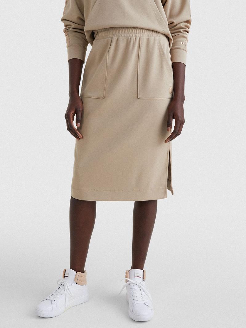 Beige Tommy Hilfiger Sweatshirt Skirts | NZ_W21339