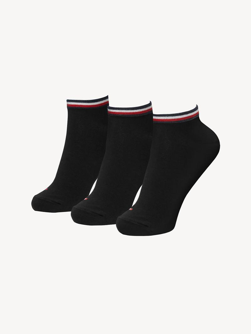 Black Tommy Hilfiger Ankle 3PK Socks | NZ_W21654