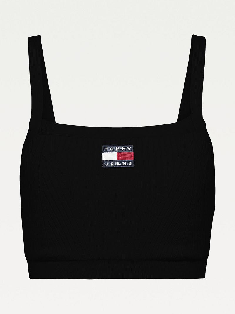 Black Tommy Hilfiger Badge Tank Top Sweaters | NZ_W21340