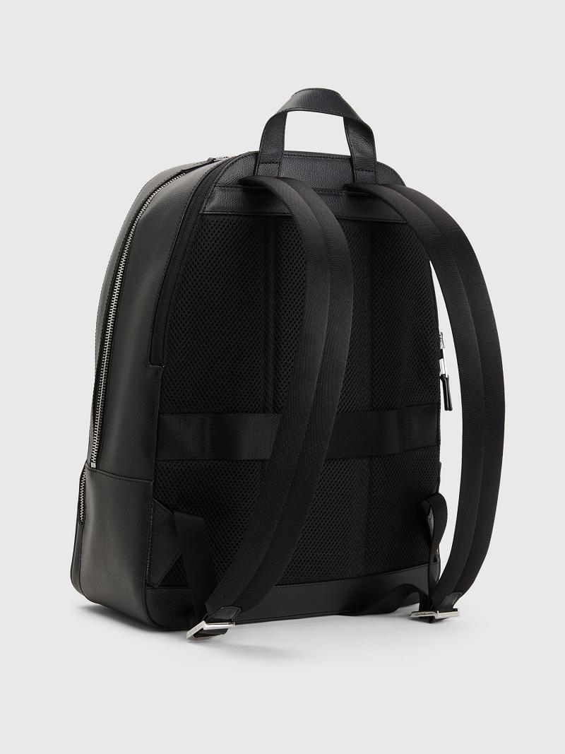 Black Tommy Hilfiger City Leather Backpack Bags | NZ_M31694