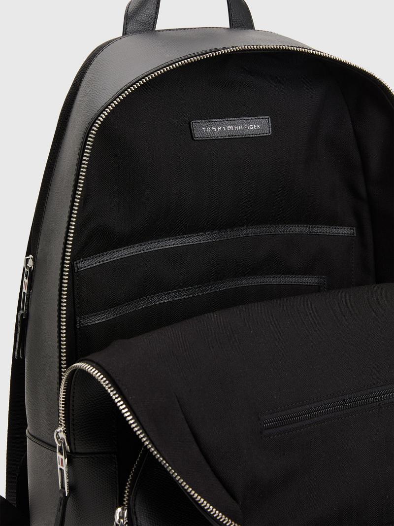 Black Tommy Hilfiger City Leather Backpack Bags | NZ_M31694