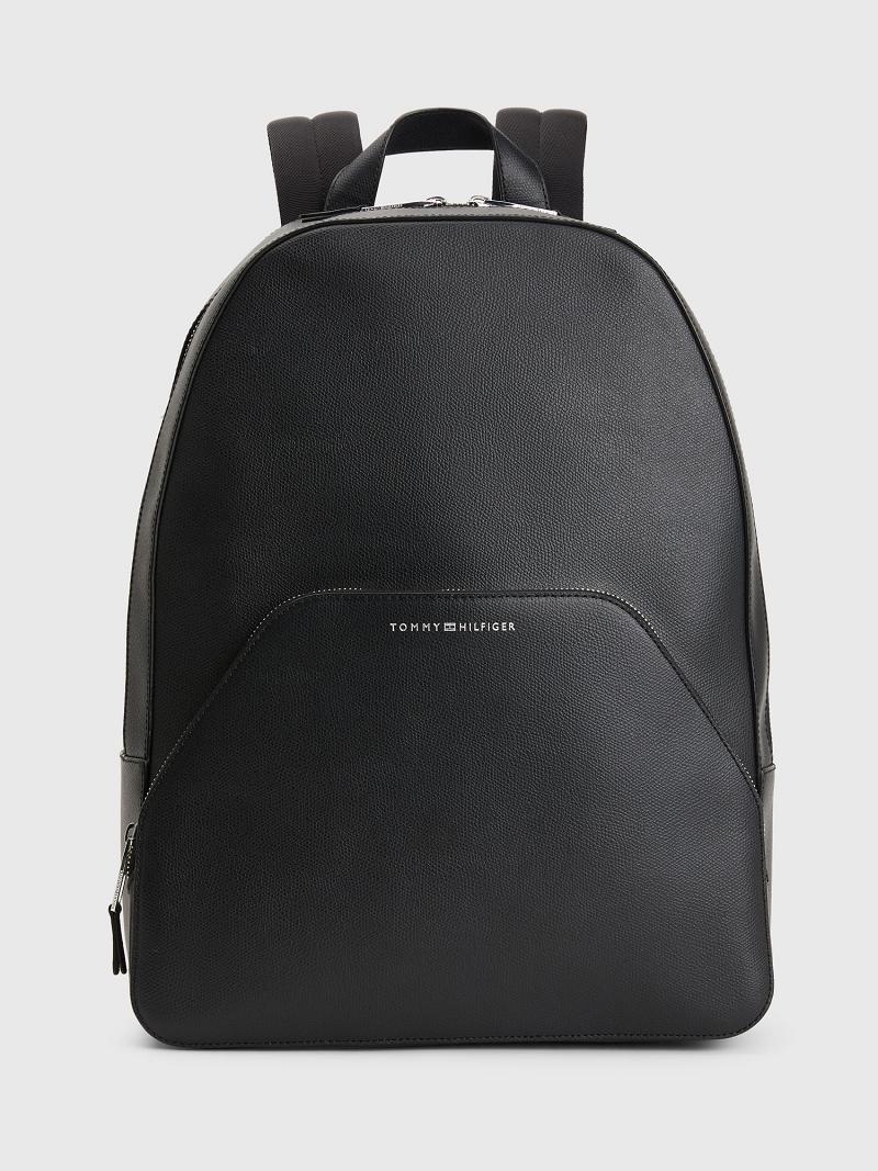 Black Tommy Hilfiger City Leather Backpack Bags | NZ_M31694