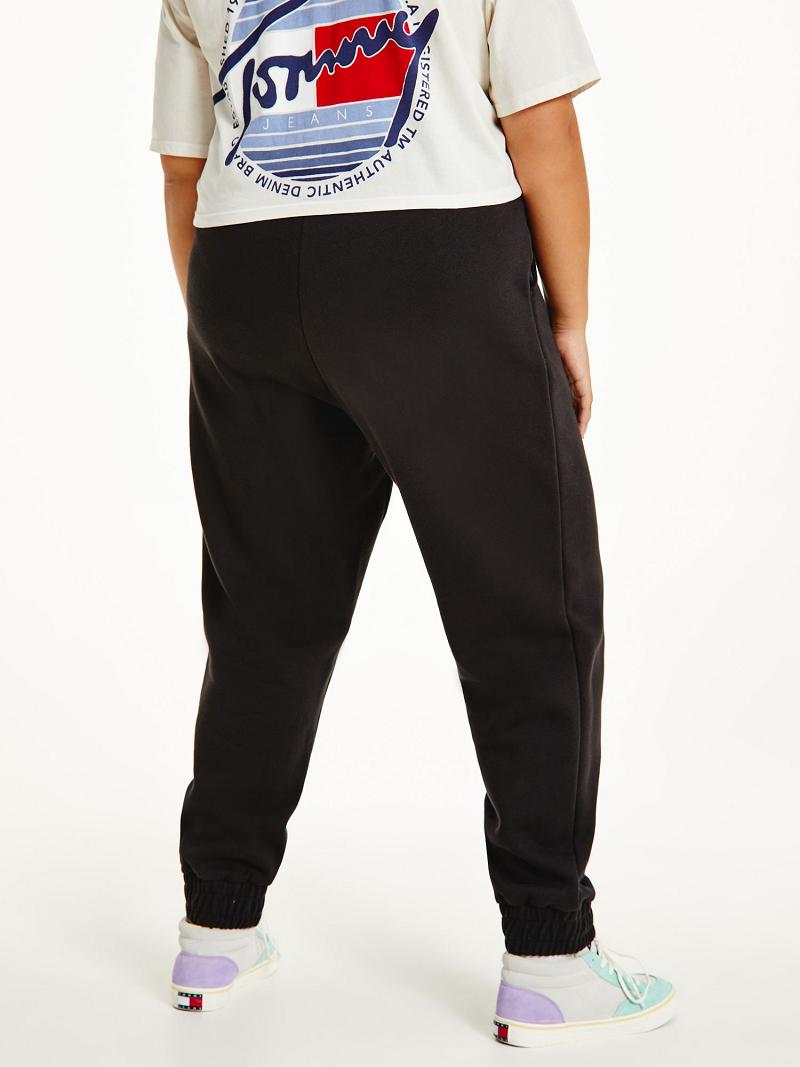 Black Tommy Hilfiger Curve Recycled Signature Sweatpant Pants | NZ_W21235