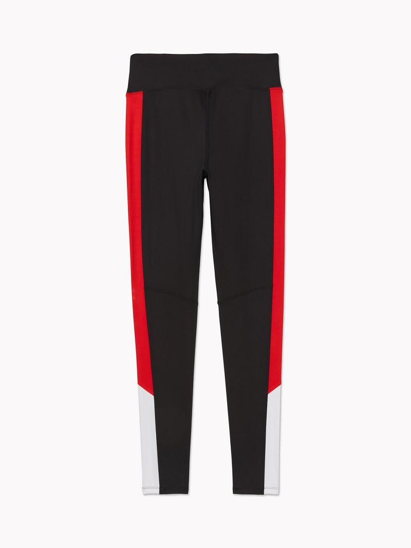 Black Tommy Hilfiger Essential Flag Colorblock Leggings | NZ_W21221