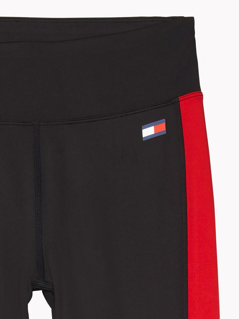 Black Tommy Hilfiger Essential Flag Colorblock Leggings | NZ_W21221