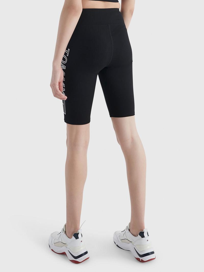 Black Tommy Hilfiger Essential High-Rise Logo Bike Shorts | NZ_W21301