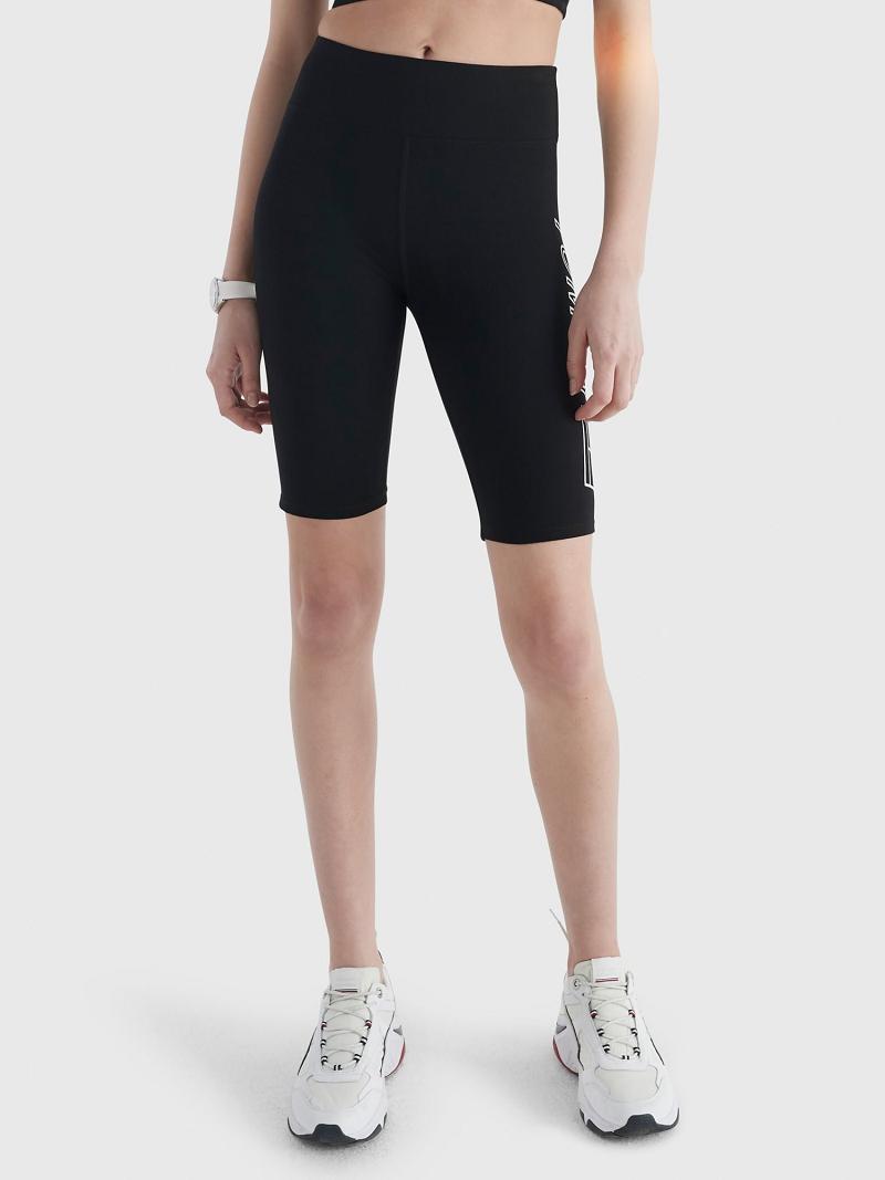 Black Tommy Hilfiger Essential High-Rise Logo Bike Shorts | NZ_W21301