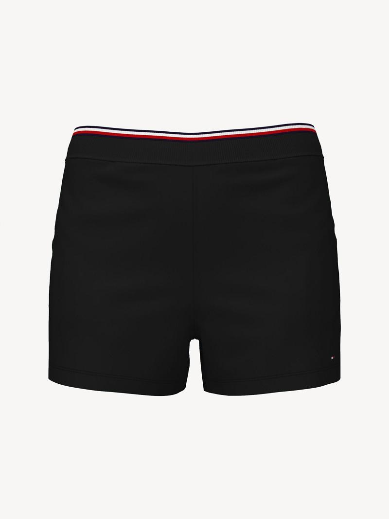 Black Tommy Hilfiger Essential High-Waist Sweatshort Shorts | NZ_W21302