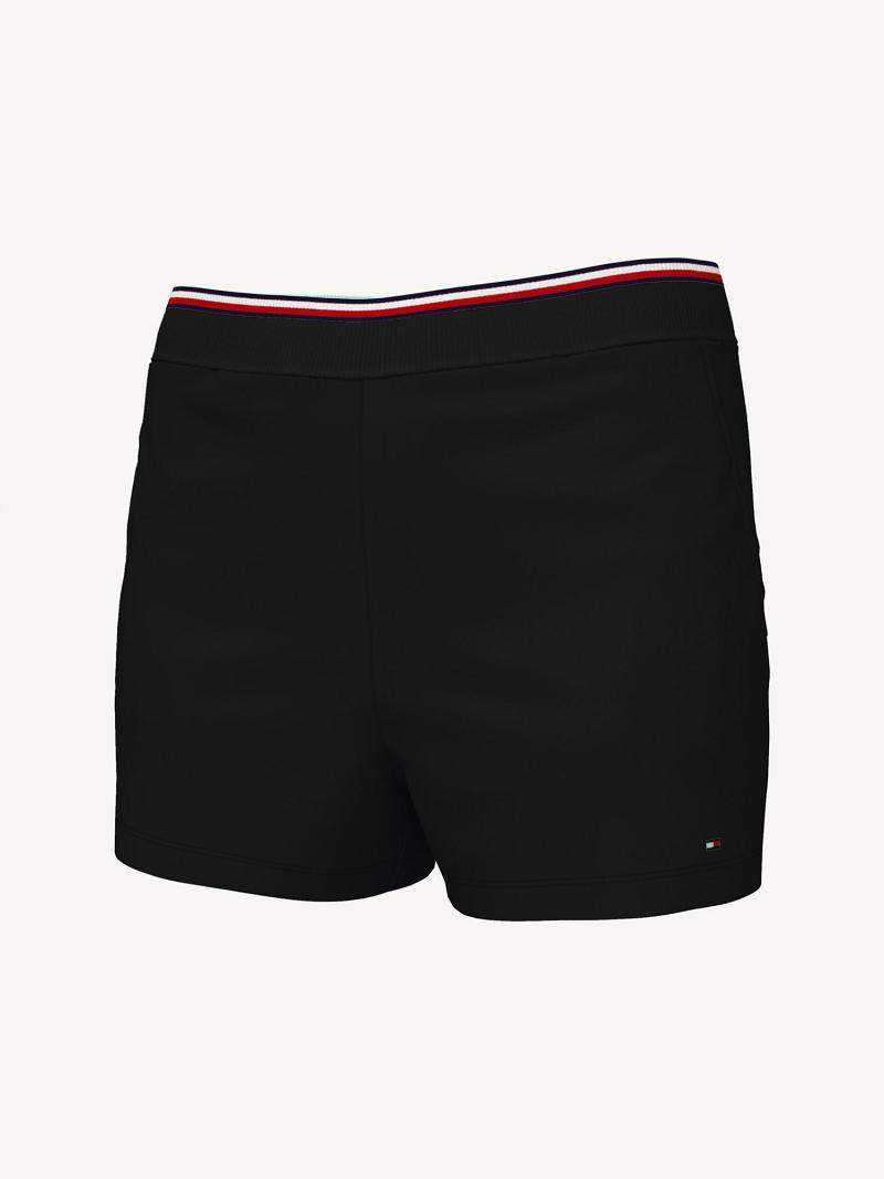 Black Tommy Hilfiger Essential High-Waist Sweatshort Shorts | NZ_W21302