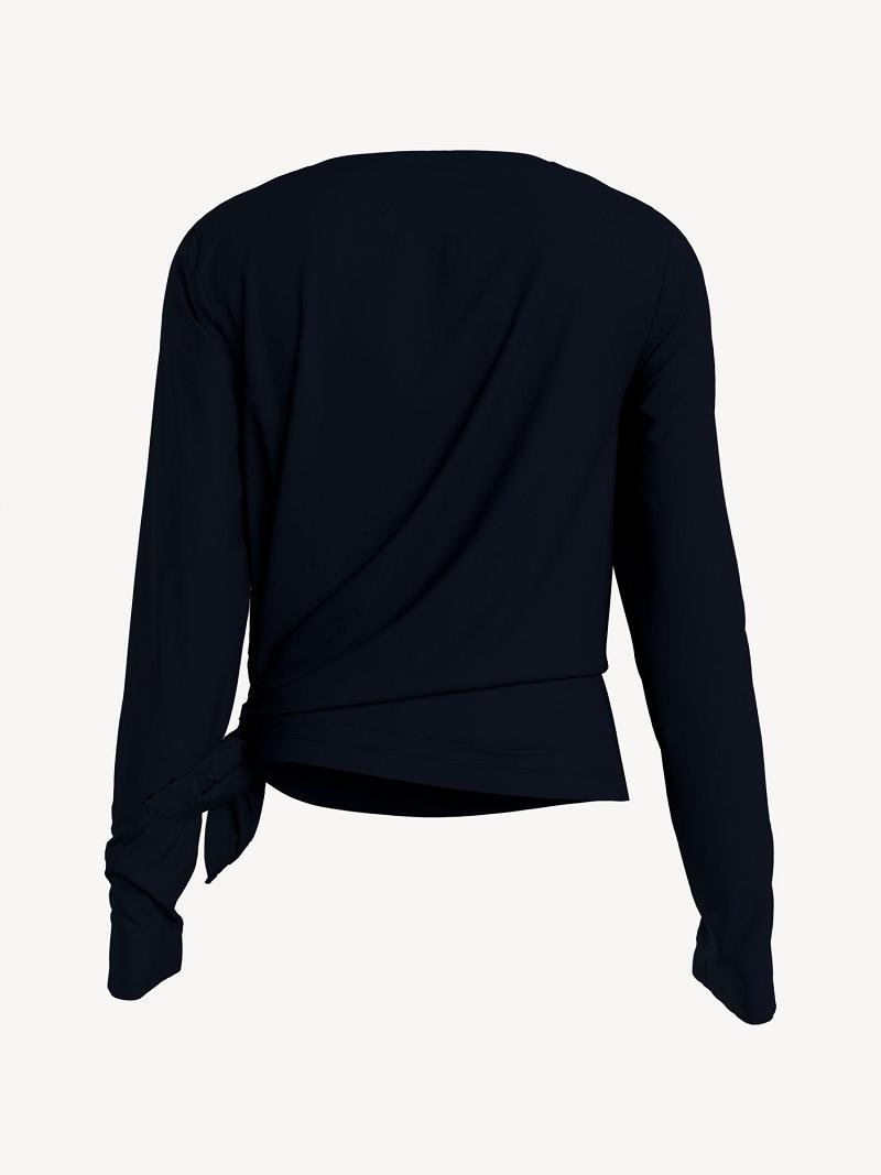 Black Tommy Hilfiger Essential Side-Tie T Shirts | NZ_W21450