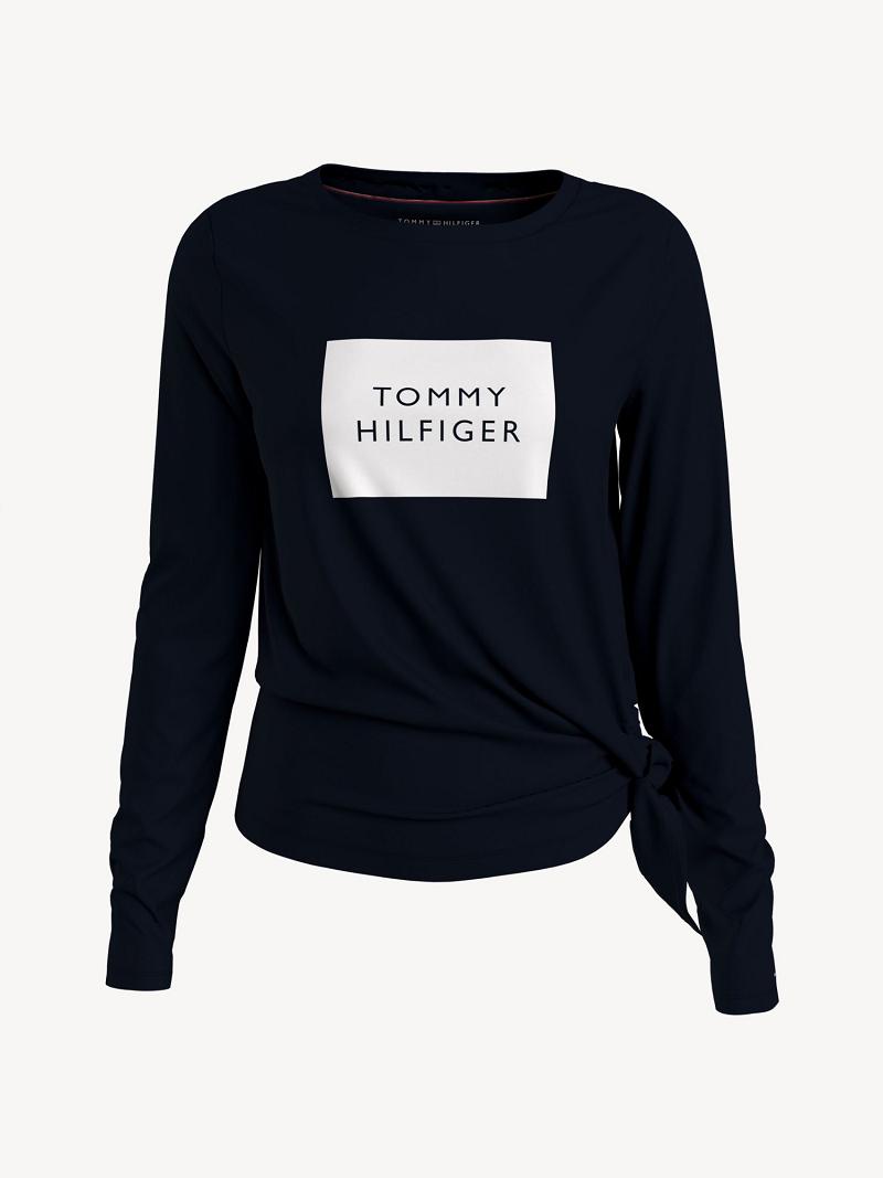 Black Tommy Hilfiger Essential Side-Tie T Shirts | NZ_W21450