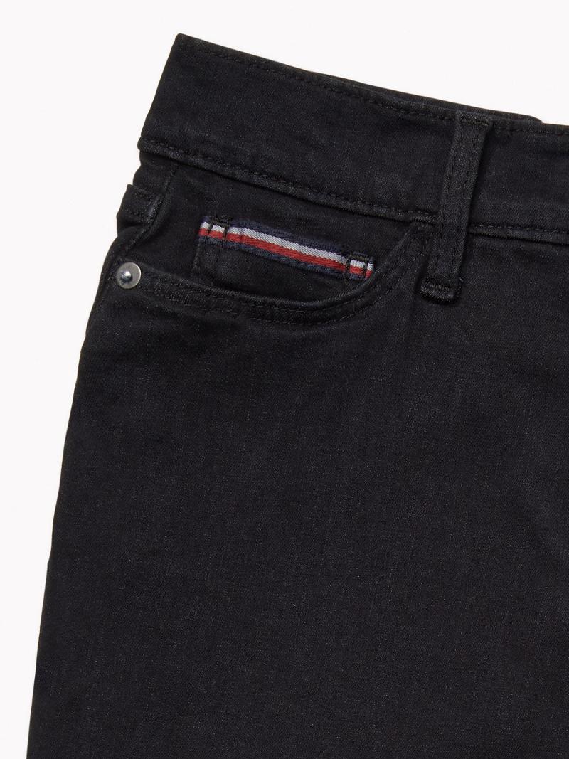 Black Tommy Hilfiger Essential Skinny Fit Black Wash Jeans | NZ_W21194