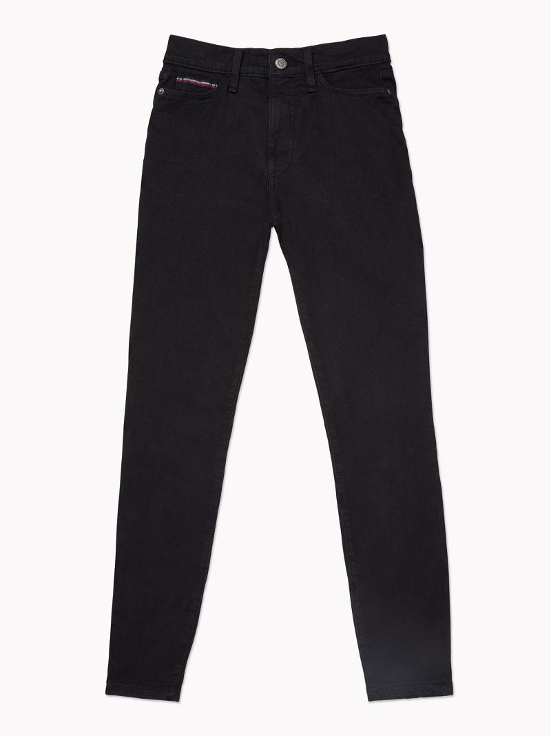 Black Tommy Hilfiger Essential Skinny Fit Black Wash Jeans | NZ_W21194