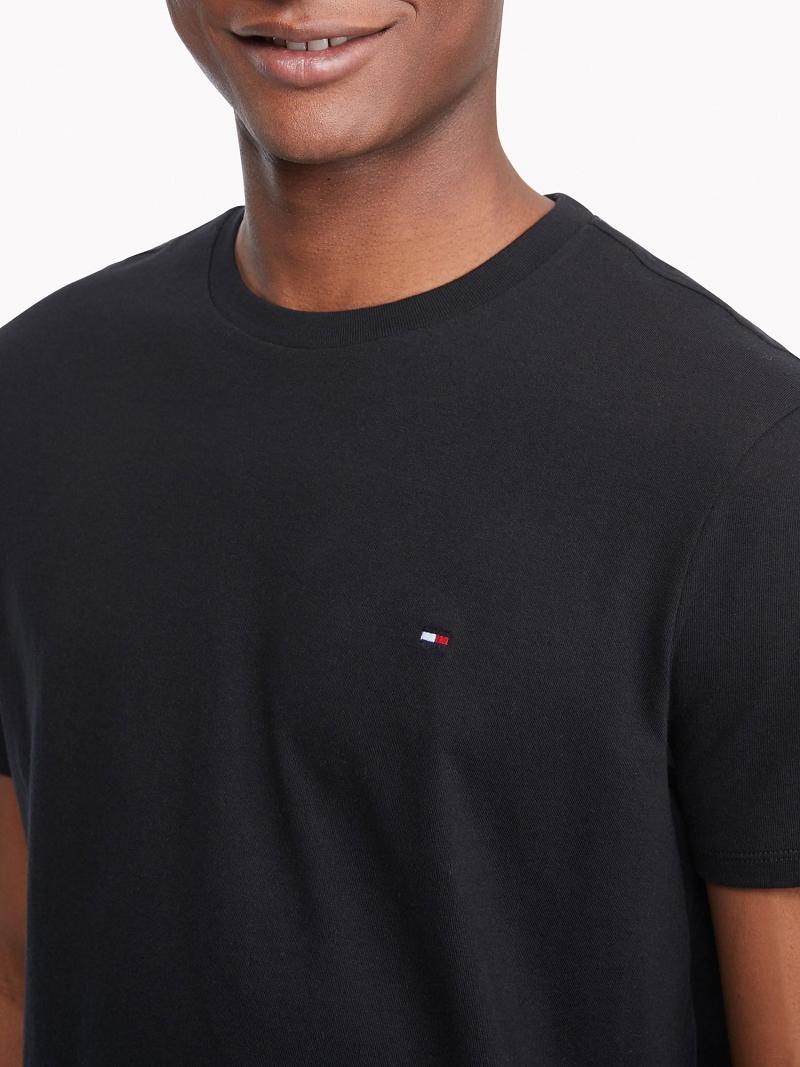 Black Tommy Hilfiger Essential Solid T Shirts | NZ_M31034