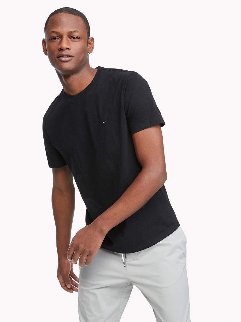 Black Tommy Hilfiger Essential Solid T Shirts | NZ_M31034