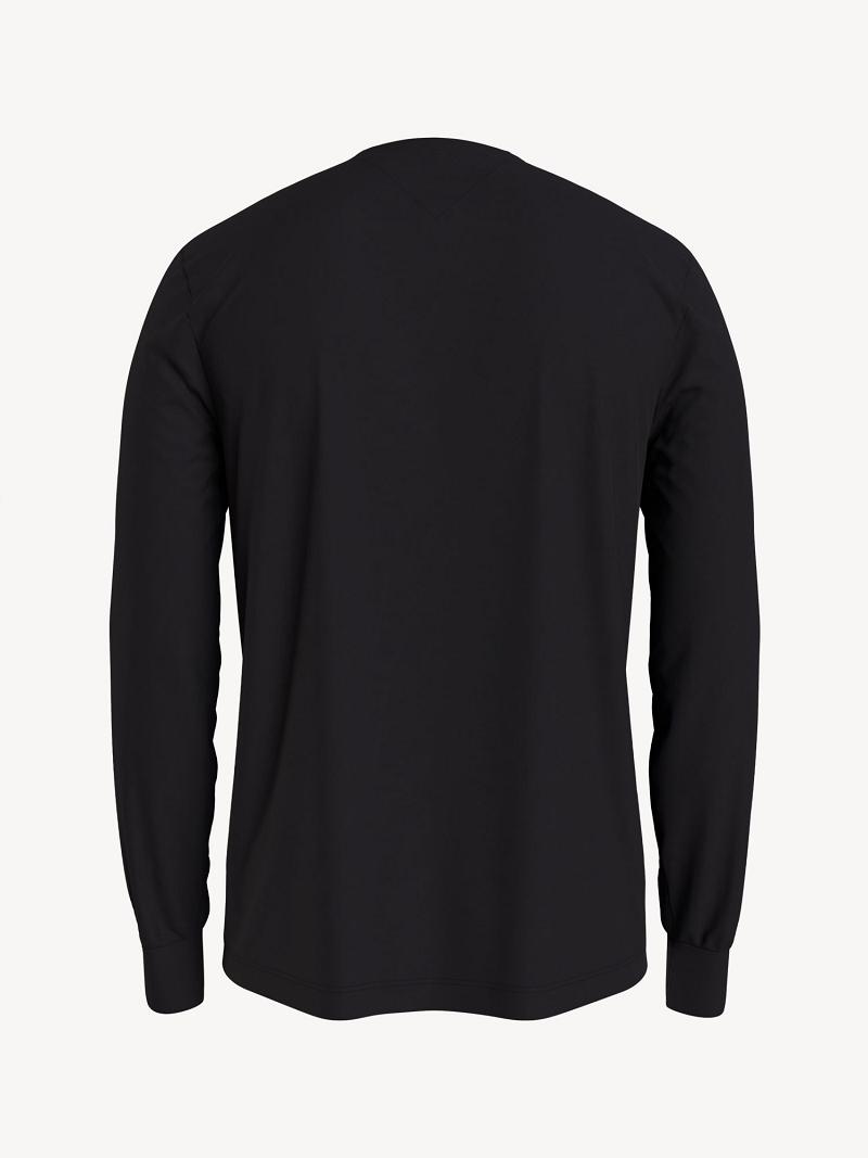 Black Tommy Hilfiger Essential long-sleeve logo T Shirts | NZ_M31029