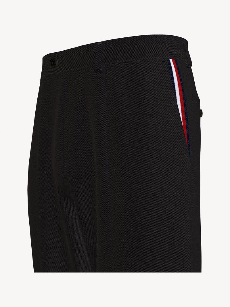 Black Tommy Hilfiger Essential tapered fit pleated Pants | NZ_M31321