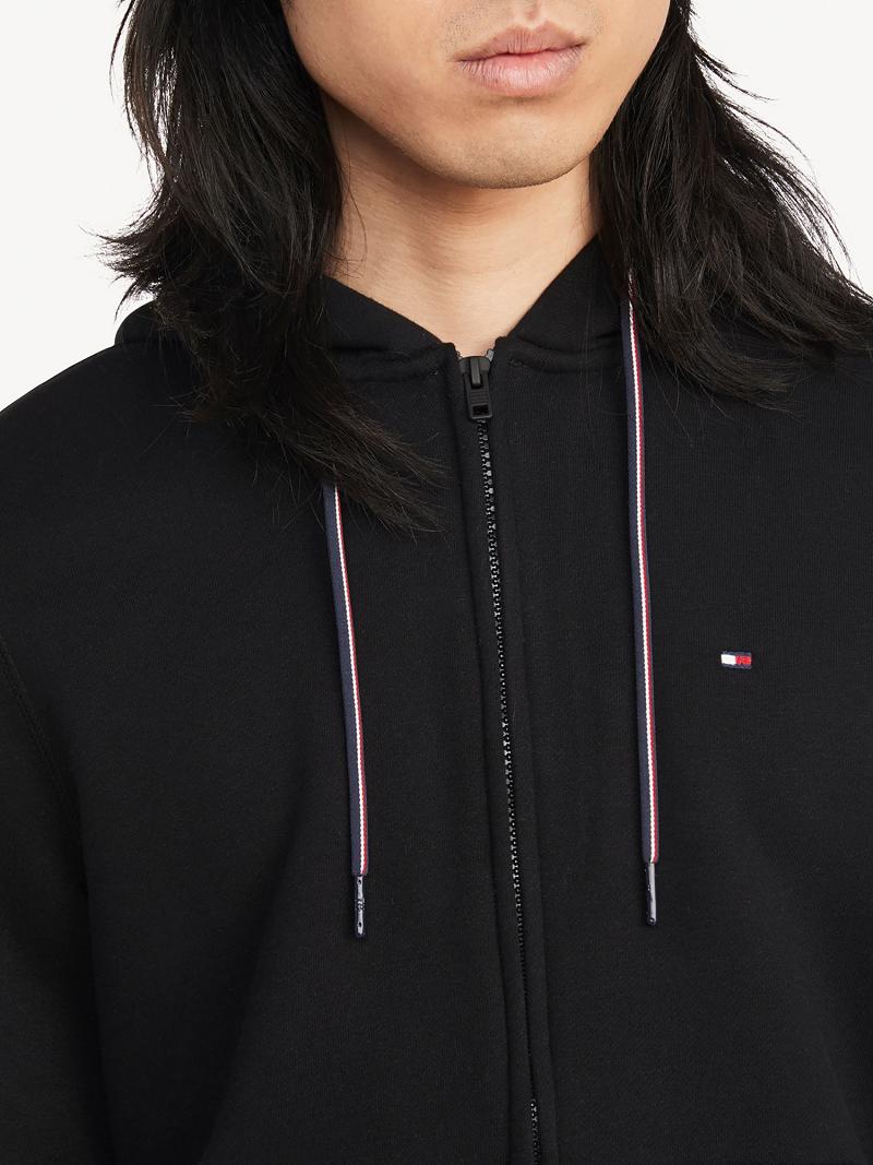 Black Tommy Hilfiger Essential zip Hoodies | NZ_M31444