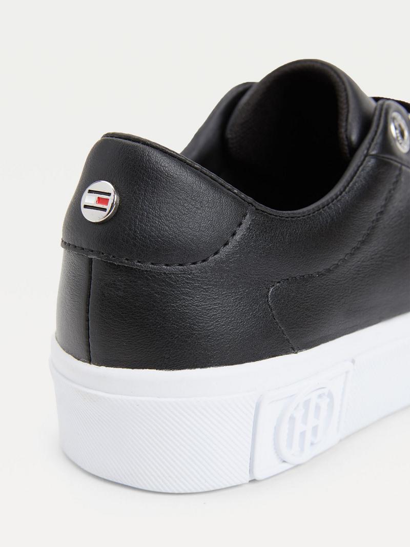 Black Tommy Hilfiger Leather Creeper Sneakers | NZ_W21632