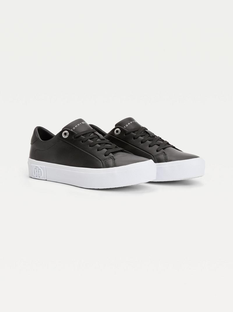 Black Tommy Hilfiger Leather Creeper Sneakers | NZ_W21632