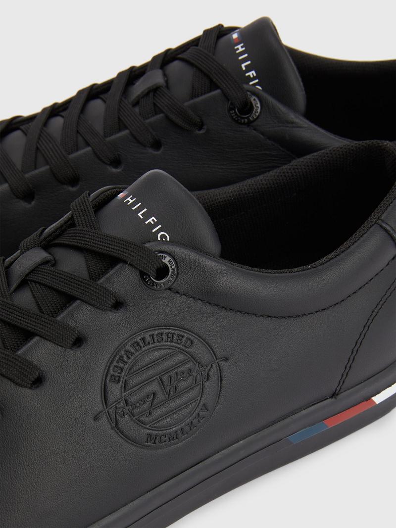 Black Tommy Hilfiger Logo Casual Shoes | NZ_M31667