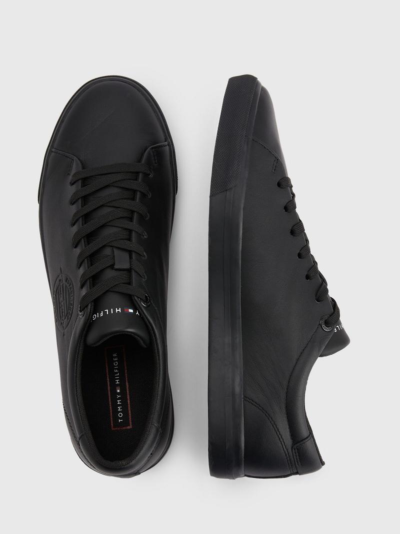 Black Tommy Hilfiger Logo Casual Shoes | NZ_M31667