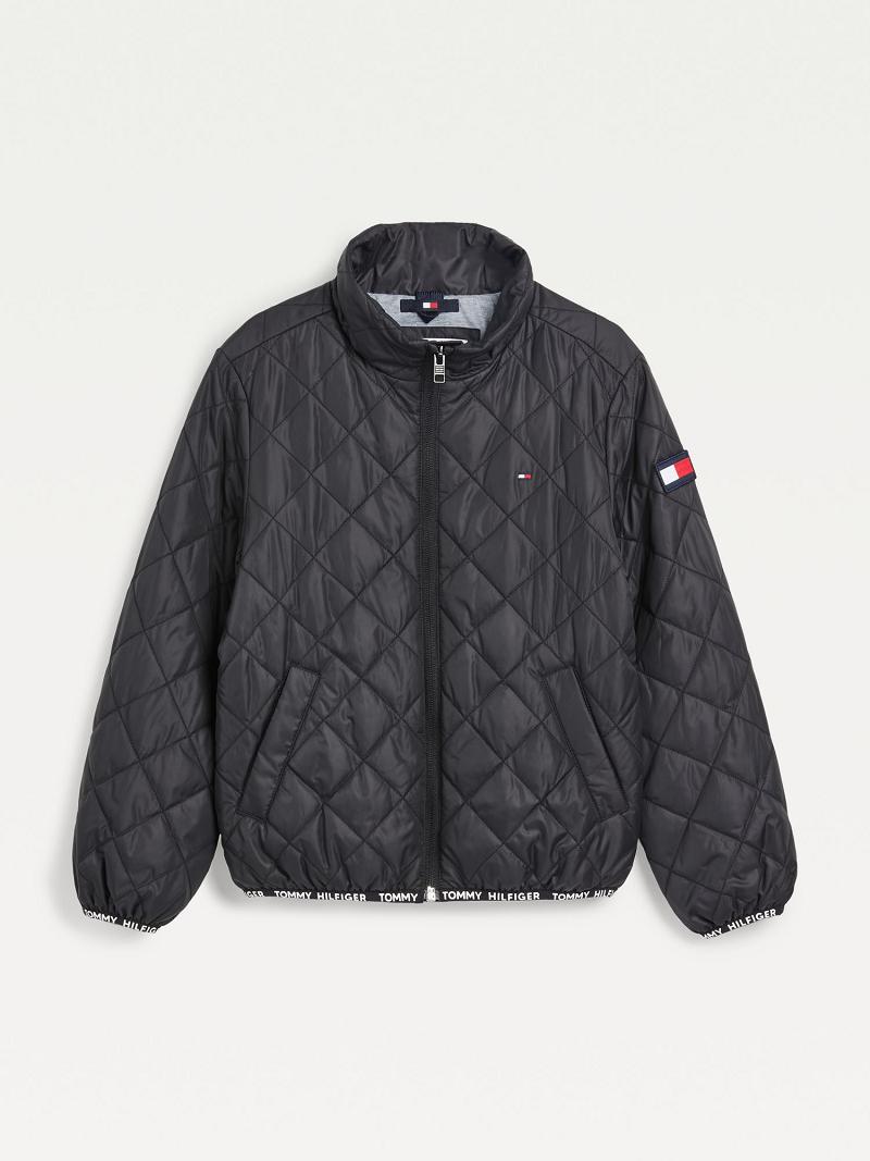 Black Tommy Hilfiger Quilted Jackets | NZ_G1119