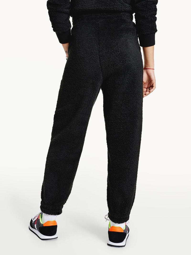 Black Tommy Hilfiger Recycled Fleece Sweatpant Pants | NZ_W21248