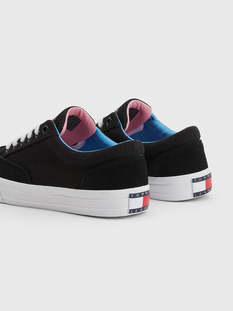 Black Tommy Hilfiger Recycled Skater Sneakers | NZ_W21639