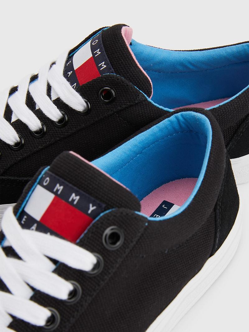 Black Tommy Hilfiger Recycled Skater Sneakers | NZ_W21639