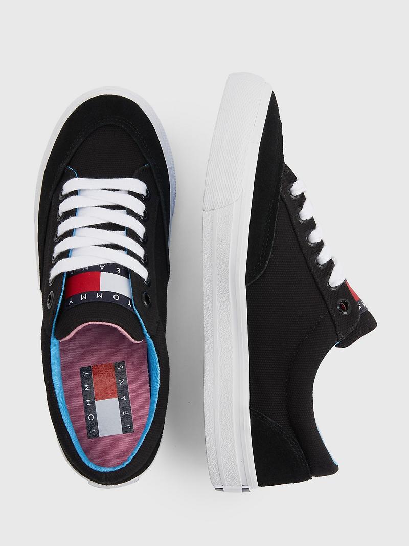 Black Tommy Hilfiger Recycled Skater Sneakers | NZ_W21639