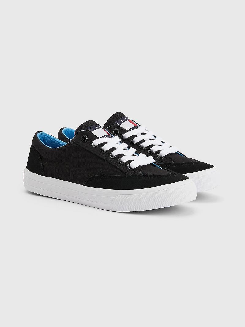 Black Tommy Hilfiger Recycled Skater Sneakers | NZ_W21639