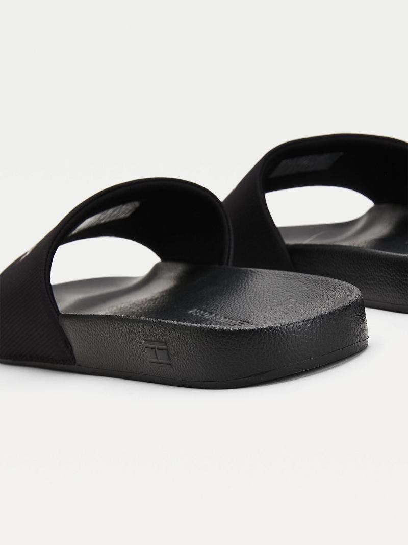 Black Tommy Hilfiger Recycled hilfiger pool Slides | NZ_M31641