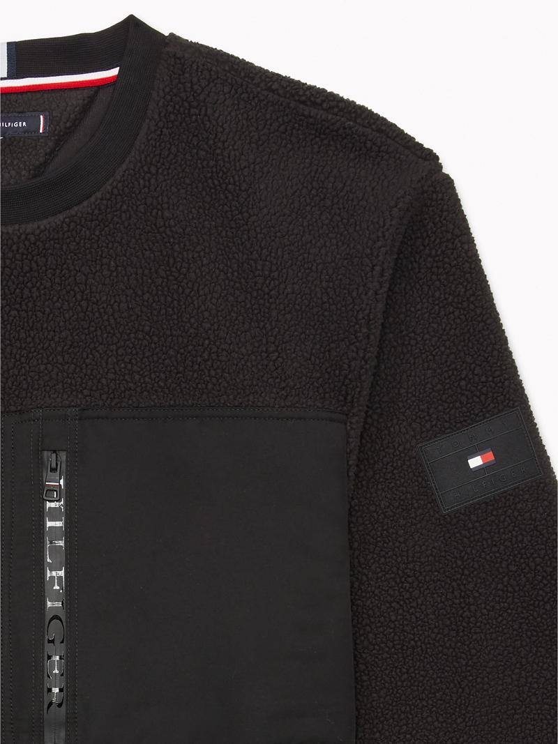 Black Tommy Hilfiger Recycled teddy crewneck Sweatshirts | NZ_M31133