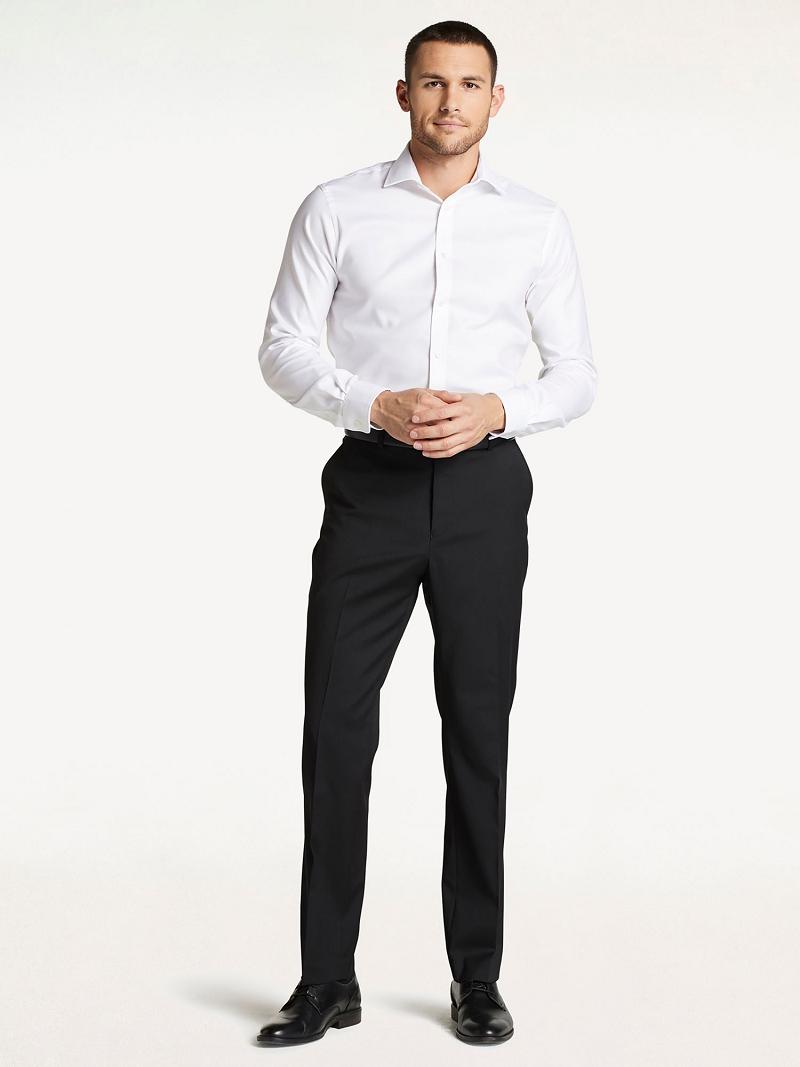 Black Tommy Hilfiger Regular fit twill wool Pants | NZ_M31335